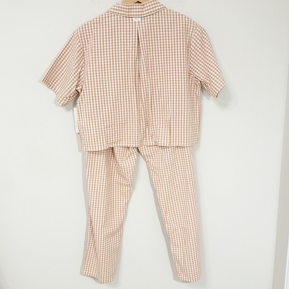RVCA New Gingham Set Shirt & Pants Mustard/Tan color NWT Size 30 Pants Top Large - Picture 6 of 10
